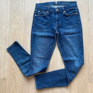 7 For All Mankind Gwenevere Jeans Women 27x29 Blue Skinny Dark Wash Minimalist